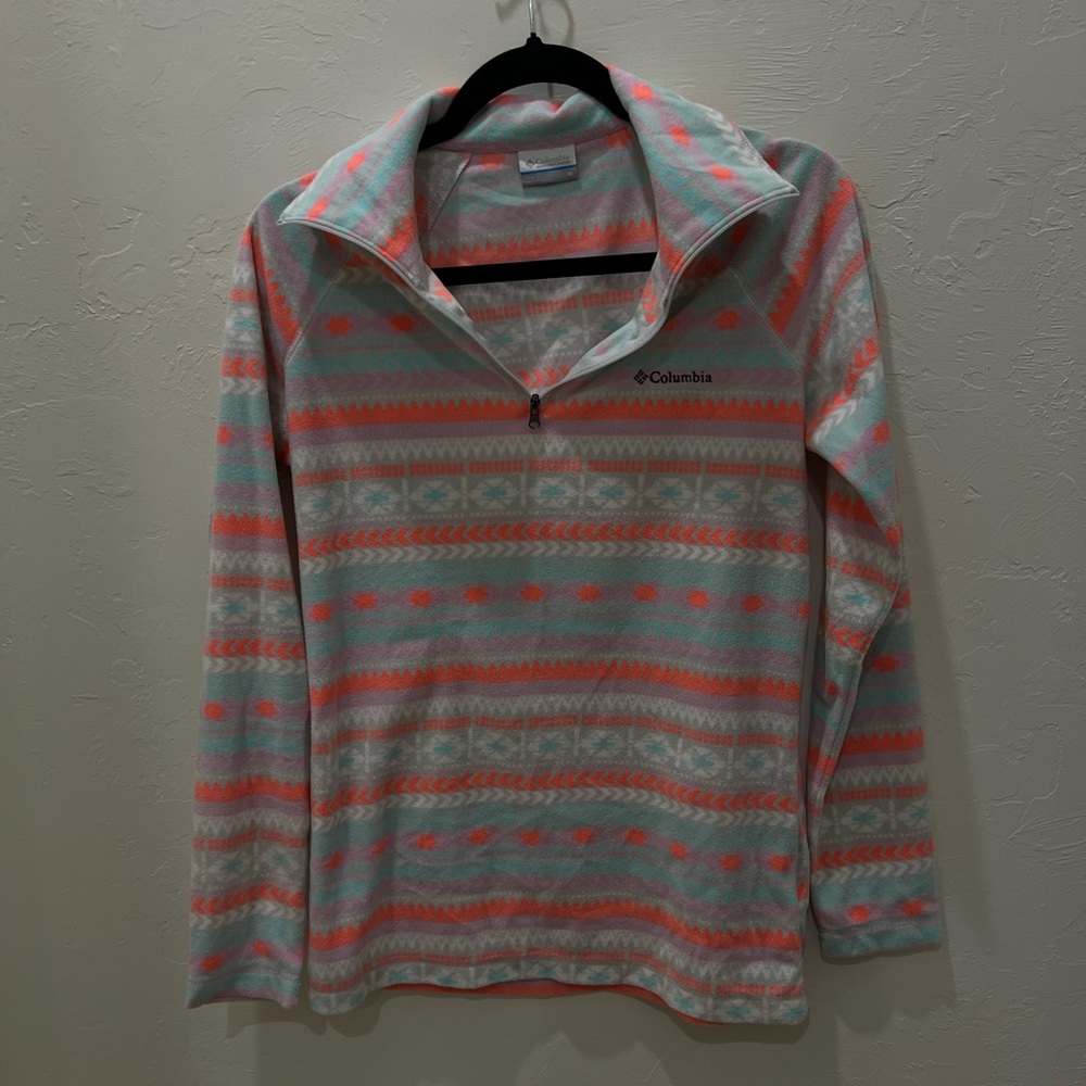 Columbia Women's Patterned Cowl Neck Sweater - Gray and Pink